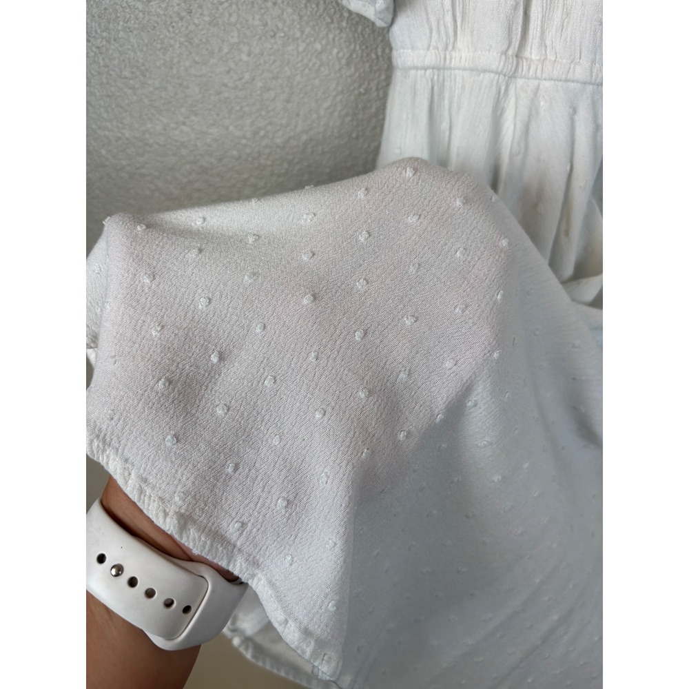 Wrangler Retro White Swiss Dot Off The Shoulder Mini Dress Large Cotragecore - Picture 5 of 9
